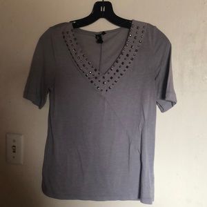 BlackPoppy Short Sleeve Grey Top